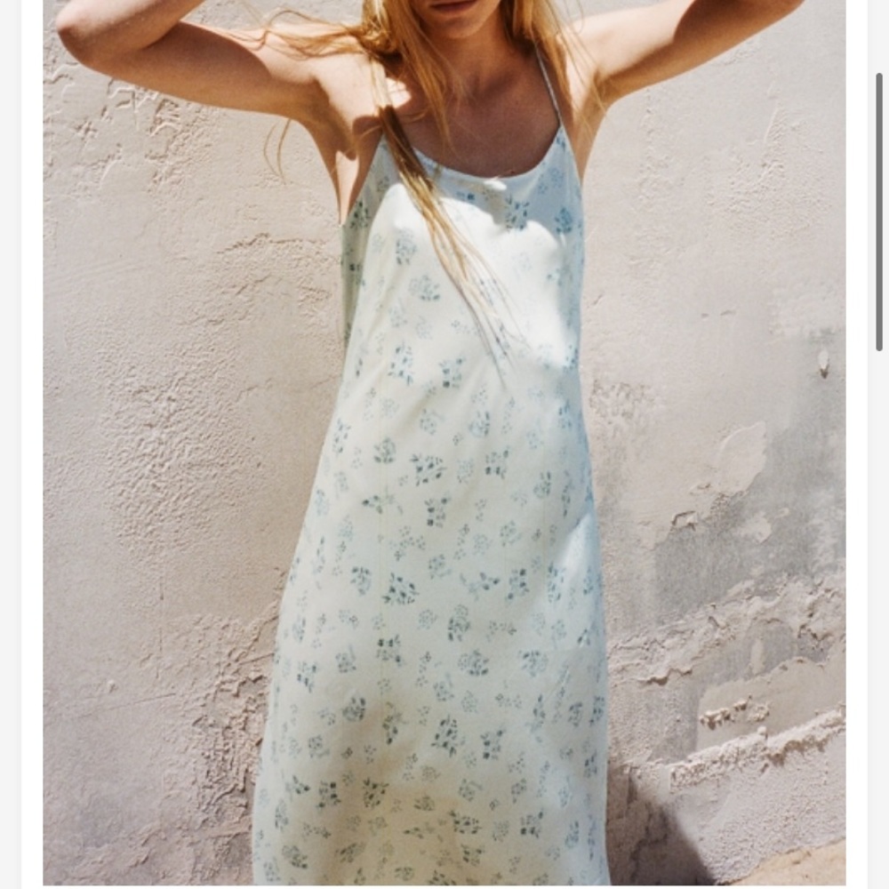 Zara lingerie style print slip dress